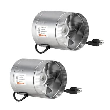 Imagem de iPower Ventilador de duto de duto em linha de 15 cm 240 CFM para entrada de cabo de alimentação aterrado de 14 cm e exaustão HVAC, baixo ruído, pacote com 2, cinza