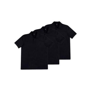 Imagem de Kit com 3 Camisetas Polo Masculina Hering N3a7, Preto, M