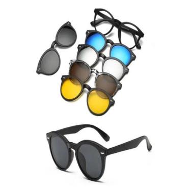 Imagem de Armação Óculos Grau E Sol Feminino 5 Em 1 Viena Preto - Shark Óculos