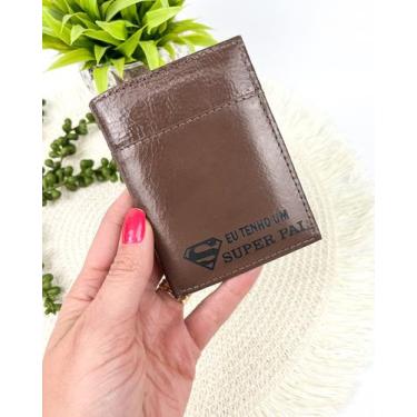 Imagem de Carteira Masculina em Couro Slim Marrom - Super Pai - Encanto Laser