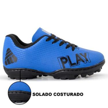 Imagem de Chuteira Society Infantil Play Profissional, 27, Royal, Preto