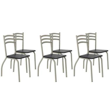 Imagem de Cadeira Sala de Jantar Portugal 2C007NK Aço Kit 6 Uni Niquel/Preto 110 - Kappesberg