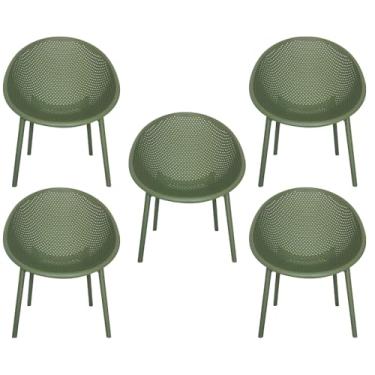 Imagem de Kit 5 Poltronas Área Externa de PP Marina com Base Desmontável Verde G56 - Gran Belo