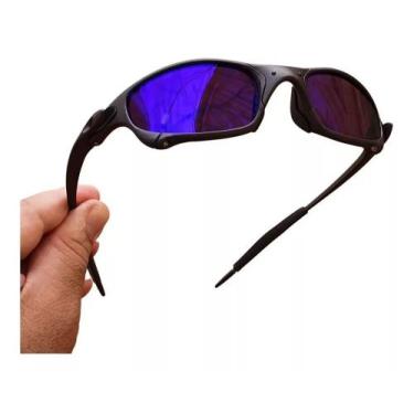 Imagem de Oculos de Sol Juliet Armação Metal Pinado Azul Escuro Lentes Neon Blue