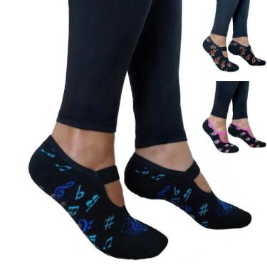 Imagem de Kit 3 Pares Meia Sapatilha Pilates Fitness Antiderrapante - Pegada Lev