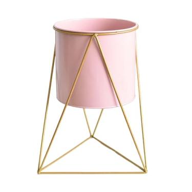 Imagem de ＫＬＫＣＭＳ Suporte de vaso de flores de metal, suporte de planta em vaso, cesta de flores redonda geométrica prateleira de vaso de flores para múltiplas plantas, grande