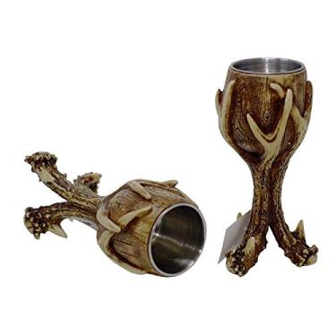 Imagem de Pine Ridge Copo de vinho de uísque de veado selvagem chifre de veado, taça de vinho exclusiva para uísque escocês Bourbon e coquetéis, copos de bar pacote com 2