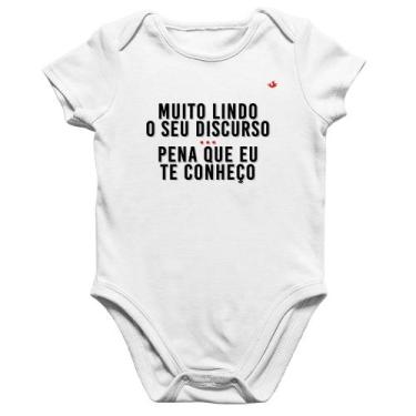Imagem de Body Bebê Algodão Muito lindo o seu discurso - Foca na Moda, Branco, M