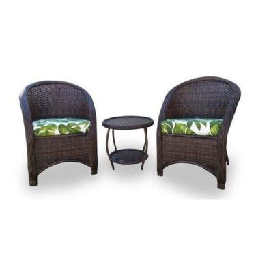 Imagem de Conjunto de Poltronas Fibra Sintética Miami - 2 Poltronas + 1 Mesa Cen