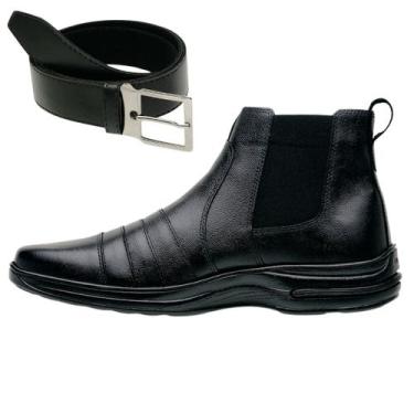 Imagem de Bota de Couro Coturno Casual Masculino Gmm Shoes Macio Leve Resistente