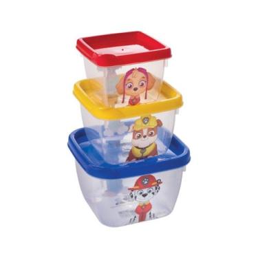 Imagem de Kit 3 Potes Conjunto Infantil Lanches Papinha Plasutil, Patrulha Canin