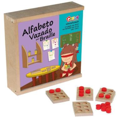 Imagem de Brinquedo educativo alfabeto vazado braille + caixa c tampa - CARLU