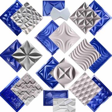 Imagem de Conjunto 10 Formas 3d Gesso E Cimento Abs Azul 1mm Lindíssimo - Xmolde