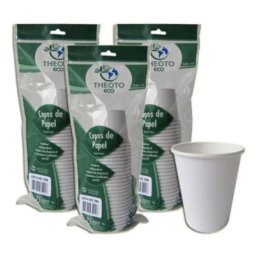 Imagem de Copo De Papel Biodegradável 100 Ml 25 Unidades Kit 3 - Theoto