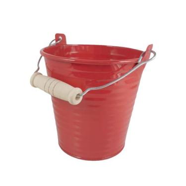Imagem de Balde Cachepot metal decoração mini baldinho festa vermelho - Rio Tiju