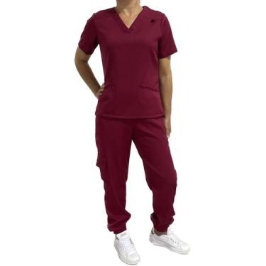 Imagem de Conjunto Pijama Cirúrgico Scrub Feminino Confort - Jaleco Art, Marsala