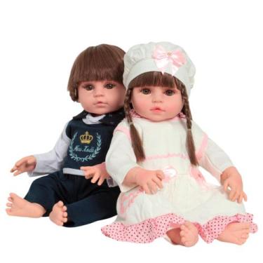 Imagem de Bonecos Tipo Reborn Gemêos Realistas C/ Naninhas e Conjuntos - Cegonha