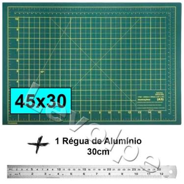 Imagem de Base De Corte A3 45x30 + Régua Metal 30cm Patchwork - Levolpe