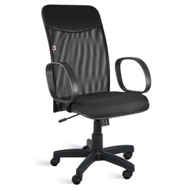 Imagem de Cadeira Presidente Relax Braços Tecido Preto Mercúrio - Ideaflex