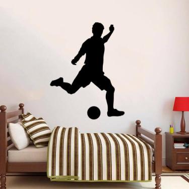 Imagem de Adesivo de Parede Jogador de Futebol Silhueta Bola Decoração Quarto Me