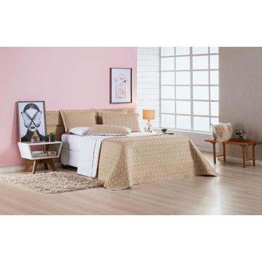 Imagem de Cobre Leito Solteiro Poá Micro 200 Fios Dupla Face 2Un Cáqui - Nathali