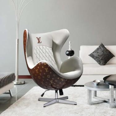 Imagem de Poltrona Decorativa Egg Chair LV Branco/Marsala G53 - Gran Belo
