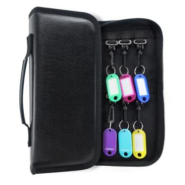 Imagem de Quctak Capa de chave com zíper com alça, organizador de chaves, capa à prova d'água com 12 ganchos de chave e etiquetas para escritórios, agências imobiliárias, hotéis e aluguel