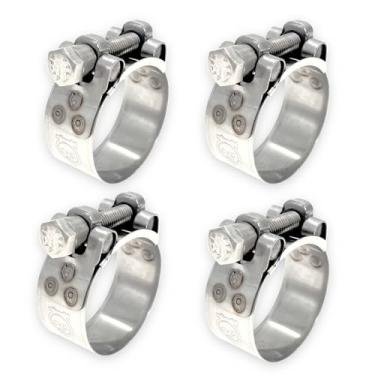 Imagem de CHUNYUNGDA TT Abraçadeira de mangueira resistente OD 40-43 mm, porcas em T sólidas de aço inoxidável, faixa e parafuso para braçadeira de mangueira automotiva 1-5/8 (4 a 1,5", pacote com 4)