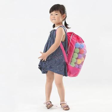 Imagem de Mochila Infantil de Malha Com Cordão, Leve e Resistente, Bolsa de Armazenamento de Brinquedos para Praia Ao Ar Livre (Rosa)