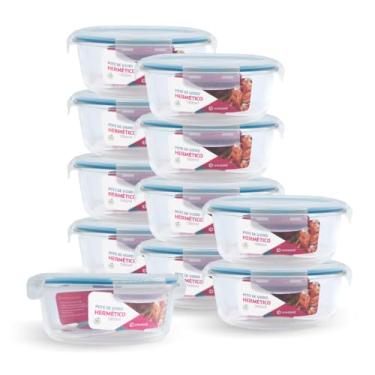 Imagem de Kit 11 Potes de Vidro Redondo com Tampa Hermética 1300ml (Azul)