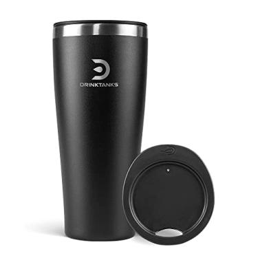 Imagem de DrinkTanks® - Copo de artesanato isolado, copo de aço inoxidável, copo de 590 ml com tampa, copo de aço inoxidável para água, café, cerveja, coquetéis, vinho e kombucha (Obsidian)