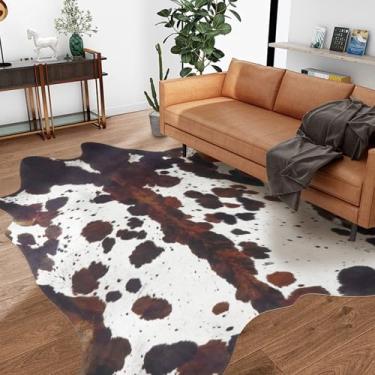 Imagem de Tapetes de couro bovino grande, 25 x 20 m, tapete de pele sintética de vaca com estampa de animal ocidental para decoração de casa, tapete com estampa de vaca highland para sala de estar, quarto
