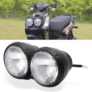 Imagem de mokuo Farol de Motocicleta Halogênio 12V 35W PC, Preto e Claro, Compatível com Yamaha Zuma 125 2009-2014 e GY6 Chinês 4-Stroke 150cc BWS 4ª Geração Scooter