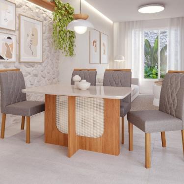 Imagem de Sala de Jantar Louise 1,30 com 4 Cadeiras Juliana Cinamomo/Offwhite/Grafite