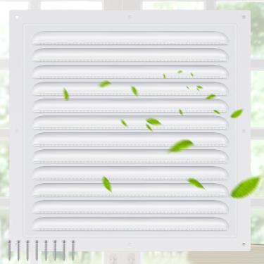 Imagem de Yaocom 1 peça de ventilação de sótão aberturas de ventilação de parede de alumínio ventilação de galpão de metal com tela grade de ventilação quadrada para porta exterior casa sótão garagem teto (12 x