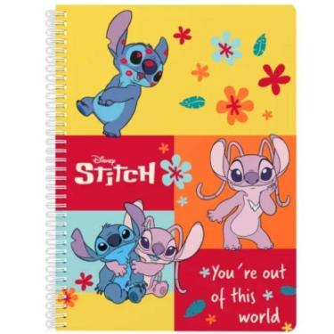Imagem de Caderno Stitch Angel Tamanho Grande Arame 160 Folhas Escolar