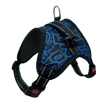 Imagem de Peitoral refletivo ajustável para cães de estimação médio e grande perfurador à prova de explosão teddico fund hair satsuma dog