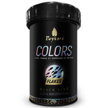 Imagem de Ração Para Peixes Alimento Poytara colors flakes black line 10g