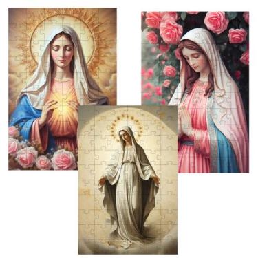 Imagem de Kit 3 Quebra-Cabeças religiosos Lindas Nossas Senhoras de 60 peças - C