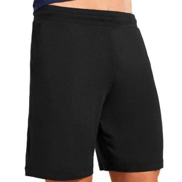 Imagem de Short De Pijama Bermuda Básica Lisa Masculina Slim Fitness, Preto, M