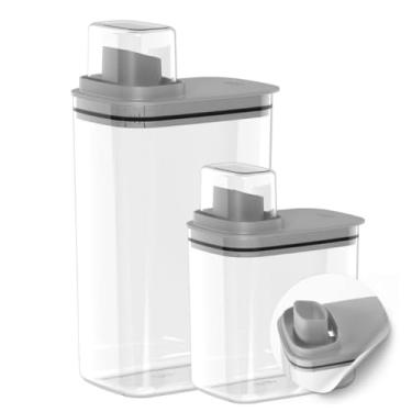 Imagem de Dispenser Porta Sabão Em Pó Grãos e Cereais Transparente 1,5 Litros(2,3 Litros,Chumbo)