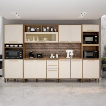 Imagem de Cozinha Completa 6 Peças 12 Portas 2 Gavetas Salvador Marrom/Bege