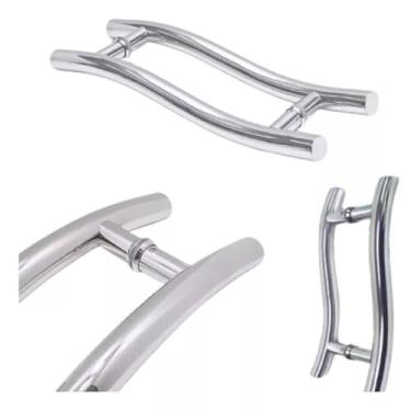 Imagem de Puxador S Aço Inox Redondo Porta Madeira Vidro Social 30cm