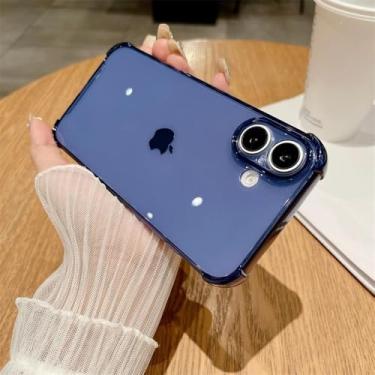 Imagem de Capa transparente fluorescente neon à prova de choque para iPhone 16 15 14 Plus 13 12 11 Pro Max Candy Color Slim Soft Silicone TPU Cover,N Azul,Para iPhone 11 Pro