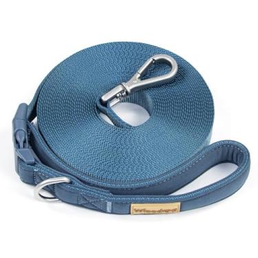 Imagem de Wisedog Coleira longa de nylon para treinamento azul-marinho de 15 m para cães pequenos, médios e grandes para caminhar, treinar e correr