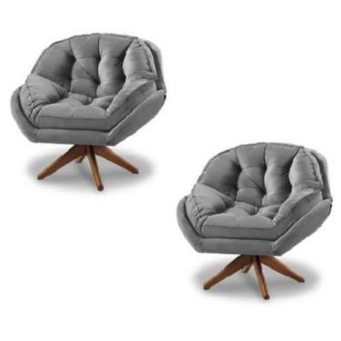 Imagem de Kit 2 Poltrona Decorativa Estofada Base Giratória Califórnia - Fina Mo