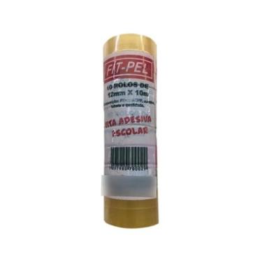 Imagem de Kit 10 rolos fita Durex Adesiva Fit Pel 12mm x 10m - Fit-Pel