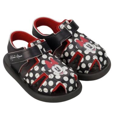 Imagem de Sandália Infantil Minnie Mouse Menina Bebê, Preto com Bolinhas Brancas, Detalhes em Vermelho, Babuche Fechada (Preto, BR, Criança de 1 a 3 anos, Faixa Numérico, 20, 21)