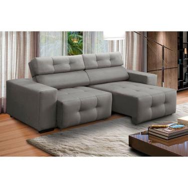 Imagem de Sofá 3 Lugares Retrátil e Reclinável Mariana 2,10m Suede Cinza Madelina Decor
