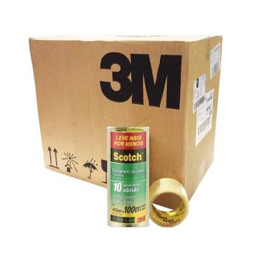Imagem de Fita Adesiva De Empacotamento Scotch 64 Rolos 45mm x 100m Transparente 3m